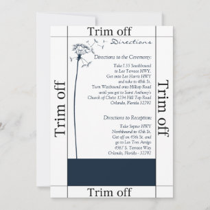 3.5 x 7 Directions Navy Blue Dandelion Invitation