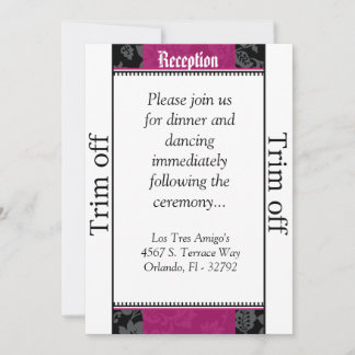 3.5 x 7 Reception Black Floral Hot Pin Invitation