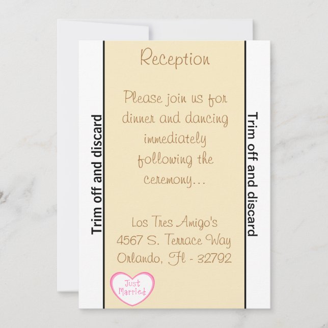 3.5 x 7 Reception Just got Married Cou Invitation (Front)