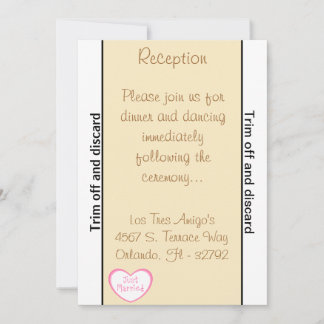 3.5 x 7 Reception Just got Married Cou Invitation
