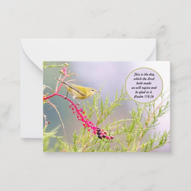3.5x2.5 Pretty Bible Verse Note Card Bird Flowers (Front)
