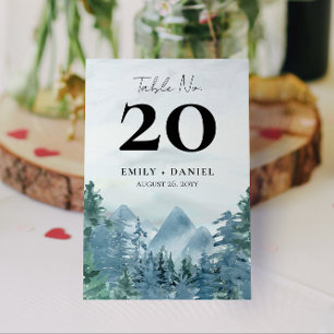 3.5x5.0 Rustic Blue Mountains Wedding Budget Table Number