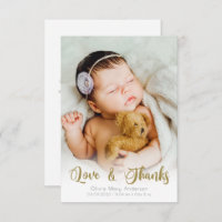 3.5x5 Birth Announcement Photo Thank You Card