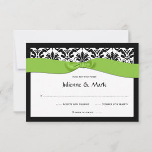 3.5x5 Black White Damask Lime Green RSVP