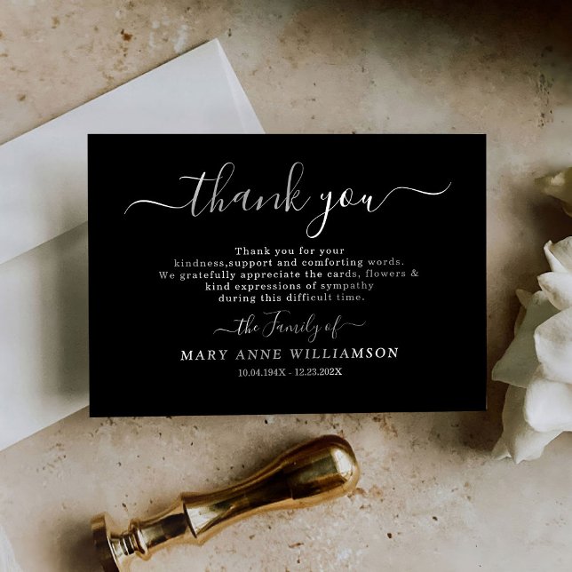 3.5x5 Calligraphy Script Funeral Thank You Card (Creator Uploaded)