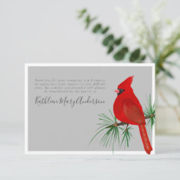 3.5x5 Cardinal Sympathy Funeral Thank You Card | Zazzle