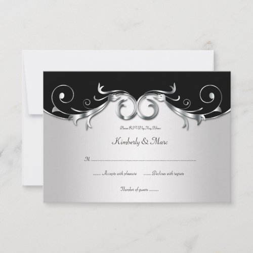 35x5 Elegant Black and Silver RSVP