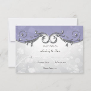 3.5x5 Elegant Purple Silver Leaves Overlay RSVP