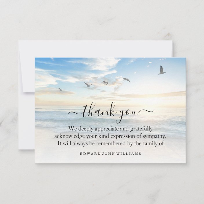 3.5x5 Funeral Thank You Note Grief Beach Ocean | Zazzle.com