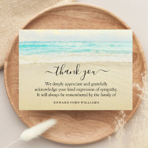 3.5x5 Funeral Thank You Note Grief Beach Ocean Card