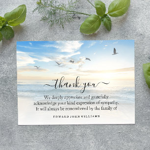 3.5x5 Funeral Thank You Note Grief Beach Ocean Card