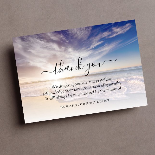 3.5x5 Funeral Thank You Note Grief Ocean (Beach Sympathy Thank You Card)