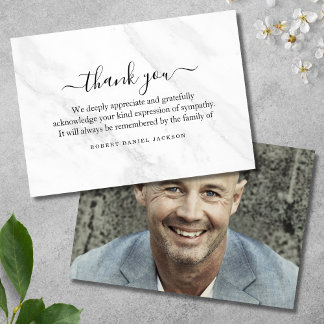 3.5x5 Funeral Thank You Note Grief White Marble Card