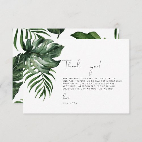 35x5 inch Tropical Thank you Wedding Enclosure Card