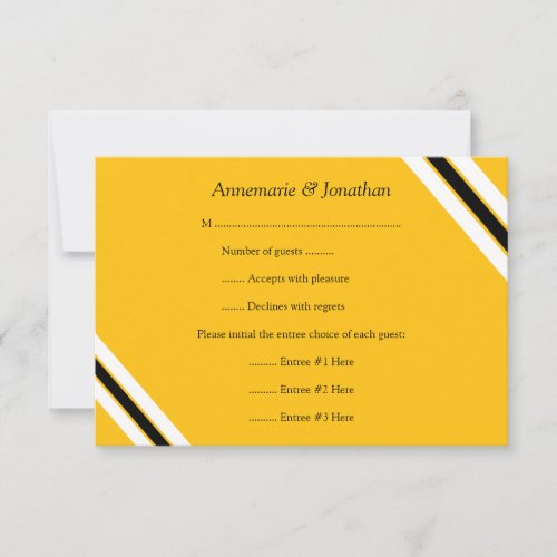3.5x5 Modern Bold Black Yellow Horizontal Stripes RSVP Card