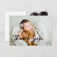 3.5x5 New Baby Photo Gold Heart Thank You