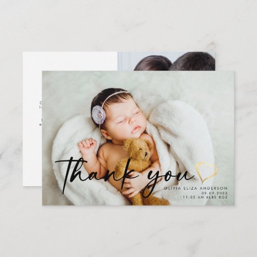 35x5 New Baby Photo Gold Heart Thank You