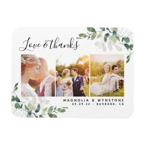 35x5 Photo Eucalyptus Wedding Thank You Card Magnet