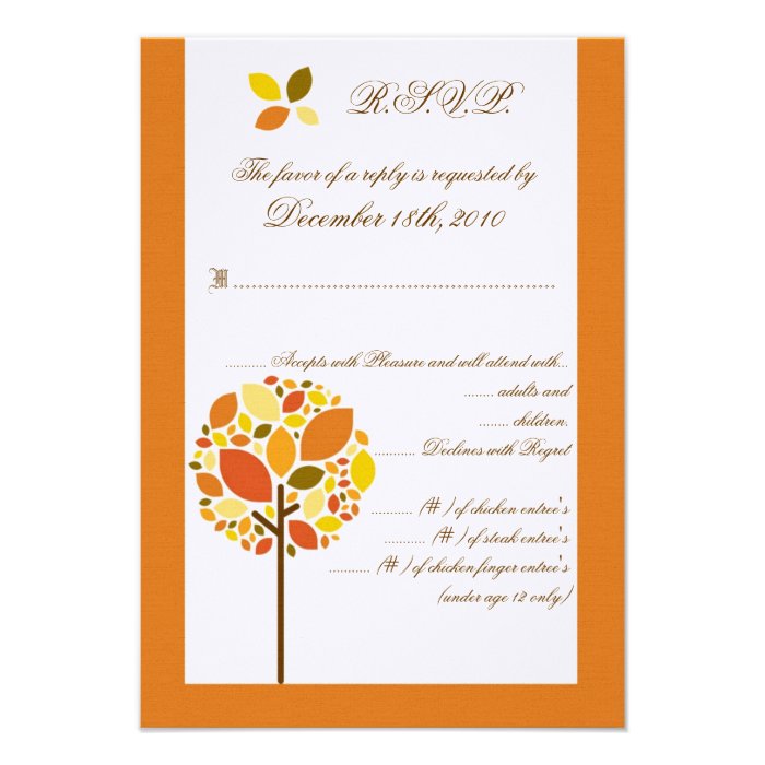 5x5 Pocketfold R.S.V.P. Card Modern Autumn Tree Custom Invites