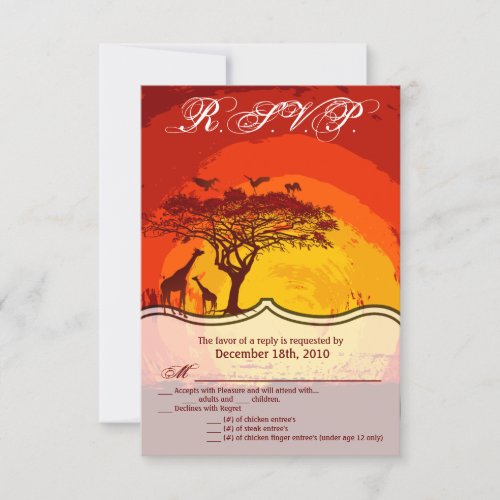 35x5 RSVP Card African Safari Giraffe Sunset