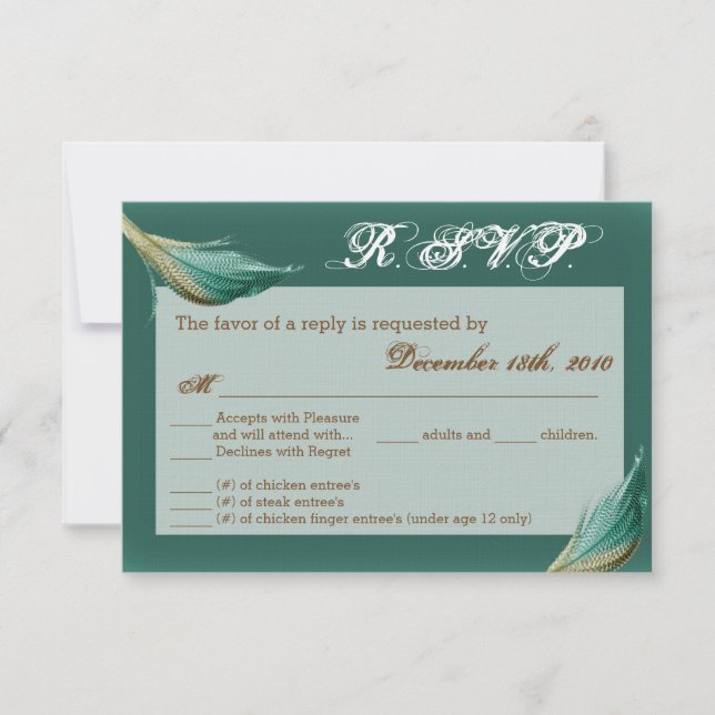 3.5x5 R.S.V.P. Card Animal Quail Feather Bird Mono (Front)