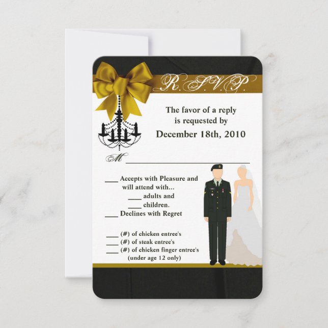3.5x5 R.S.V.P. Card ARMY Uniform Groom Bride Soldi (Front)