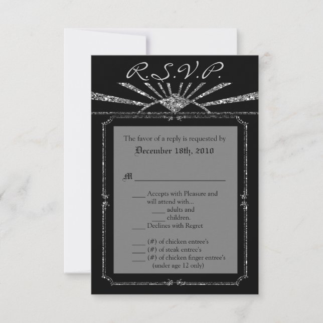 3.5x5 R.S.V.P. Card Art Deco Roaring 20s GATSBY (Front)