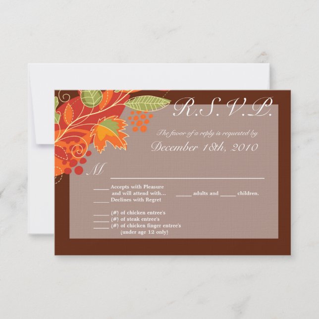 3.5x5 R.S.V.P. Card Autumn Leaves Fall Floral (Front)