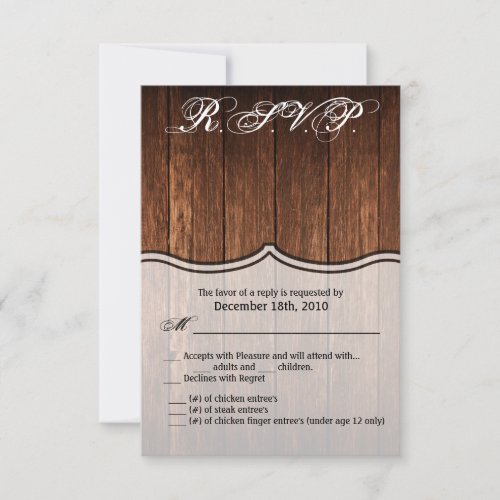 35x5 RSVP Card Barn Wood Country Rustic