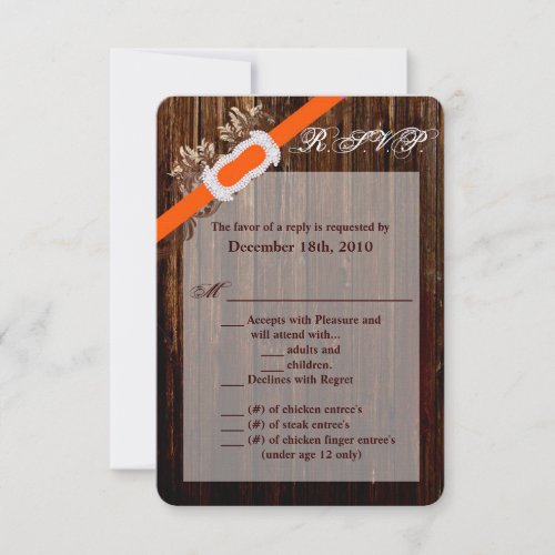 35x5 RSVP Card Barn Wood Diamond Ribbon Band