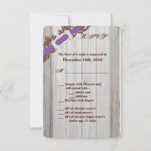 3.5x5 R.S.V.P. Card Barn Wood Diamond Ribbon Band