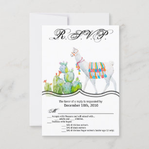 3.5x5 R.S.V.P. Card Boho Llama Bohemian Cacti Dese