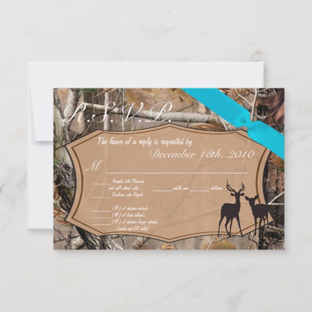 3.5x5 R.S.V.P. Card Hunters Camo Camoflauge Deer (Front)