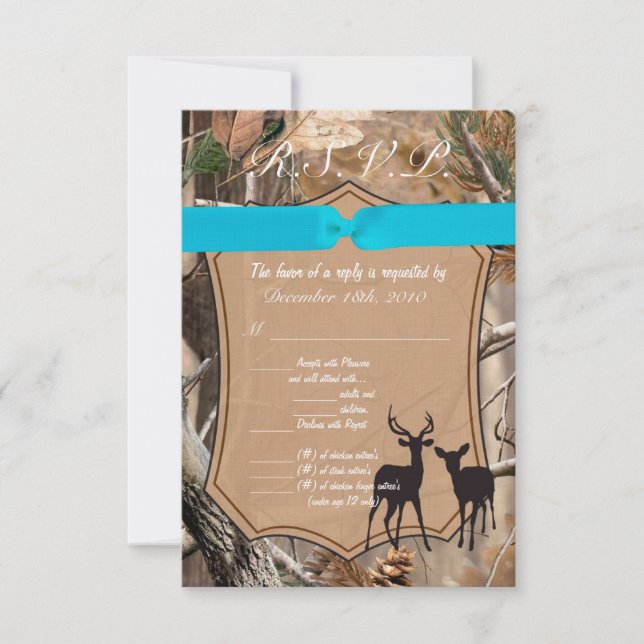 3.5x5 R.S.V.P. Card Hunters Camo Camoflauge Deer (Front)