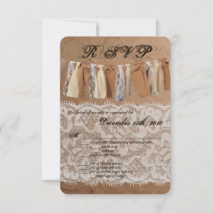 3.5x5 R.S.V.P. Card Kraft Paper Bag Lace Burlap