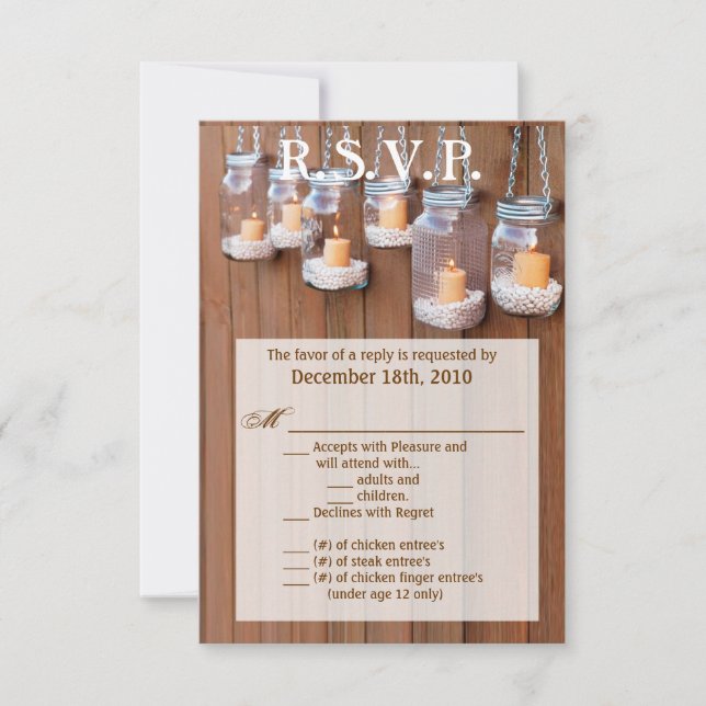 3.5x5 R.S.V.P. Card Mason Jar Candle Lights Night (Front)