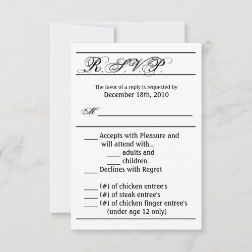 35x5 RSVP Card Modern Typography Newsprint