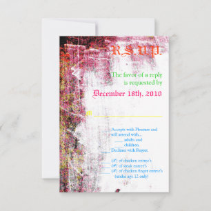 3.5x5 R.S.V.P. Card Neon Grunge Scratch Color Hot