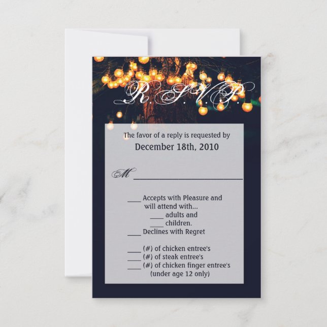3.5x5 R.S.V.P. Card Oak Tree String Lights Night (Front)