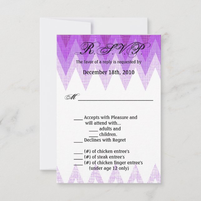 3.5x5 R.S.V.P. Card Ombre Chevron Purple (Front)