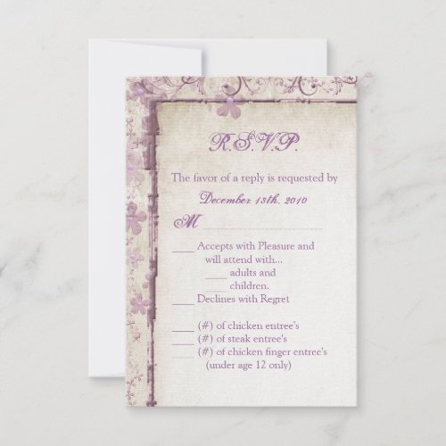 3.5x5 R.S.V.P. Card Purple Spring Floral