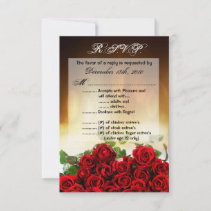 3.5x5 R.S.V.P. Card Red Rose Bouquet Bridal Flower