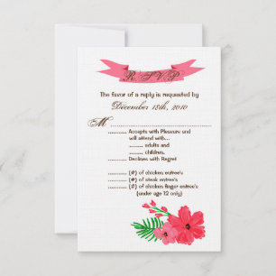 3.5x5 R.S.V.P. Card Spring Hibiscus Flower Hawaiia