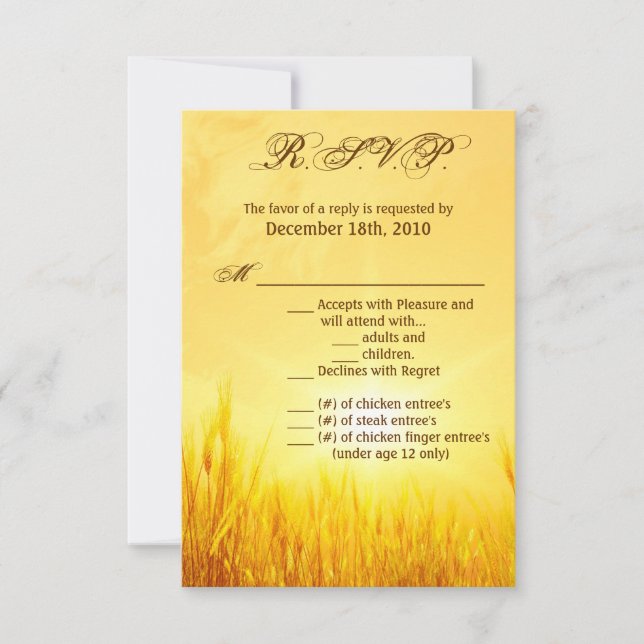 3.5x5 R.S.V.P. Card Sunrise Wheat Country Rustic (Front)