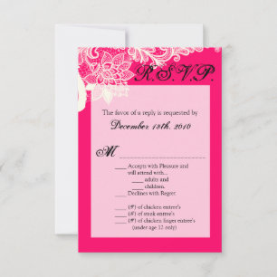 3.5x5 R.S.V.P. Card Vintage Victorian Lace Pink Ho