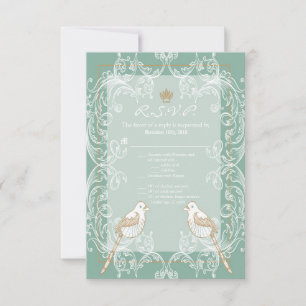 3.5x5 R.S.V.P. Card Vintage Victorian Love Birds