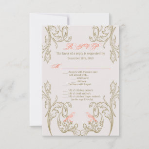 3.5x5 R.S.V.P. Card Vintage Victorian Love Birds