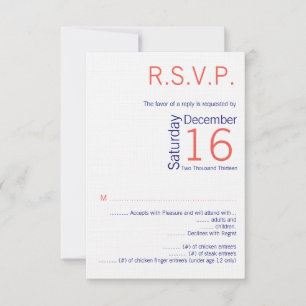 3.5x5 R.S.V.P. Card Wedding Coral Chevr