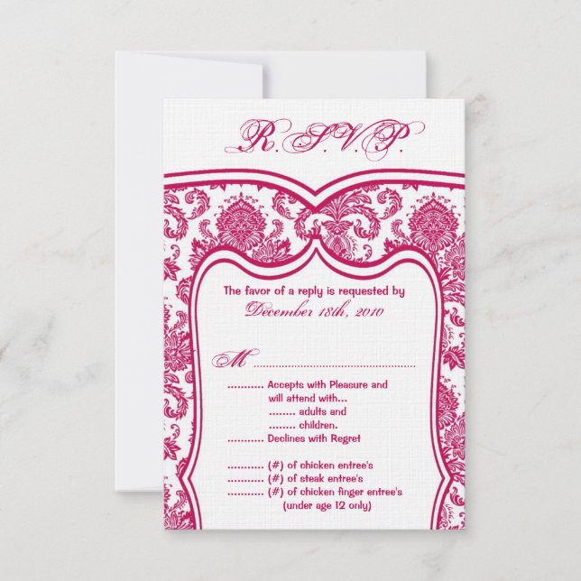 3.5x5 R.S.V.P. Card Wedding Damask (Front)