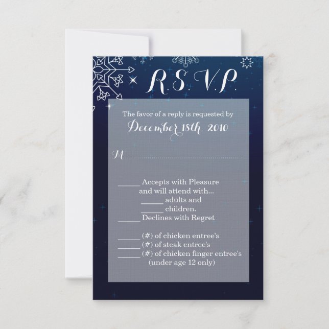 3.5x5 R.S.V.P. Card Winter Snowflakes Snow Ice Blu (Front)